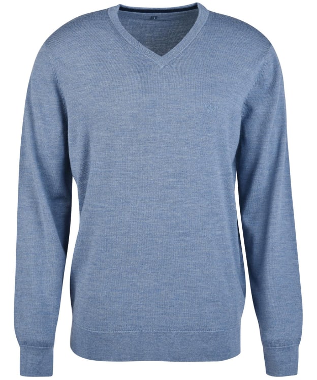 Men's Barbour Loyton Merino V-Neck Sweatshirt - Denim Blue