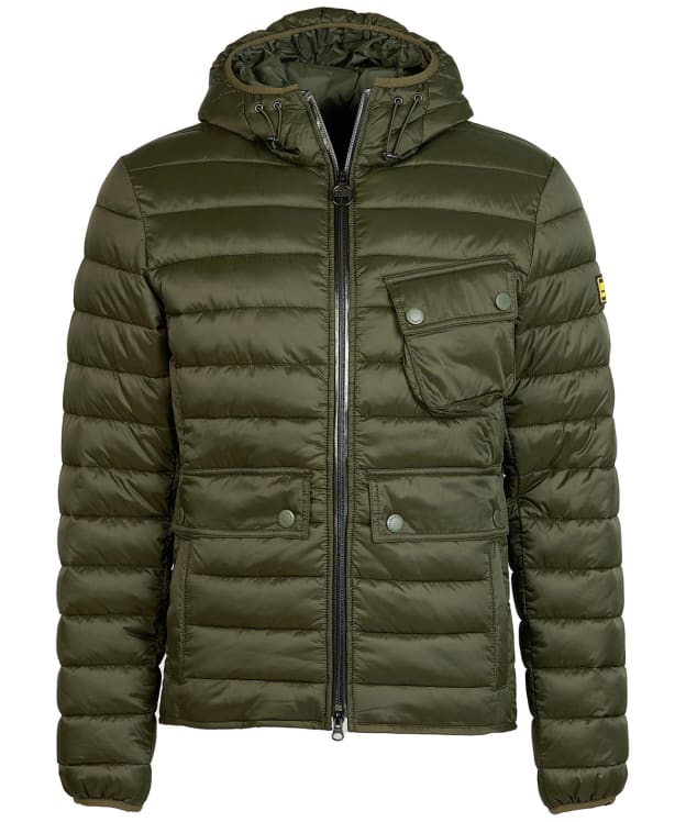 Men’s Barbour International Racer Ouston Hooded Quilted Jacket - Sage