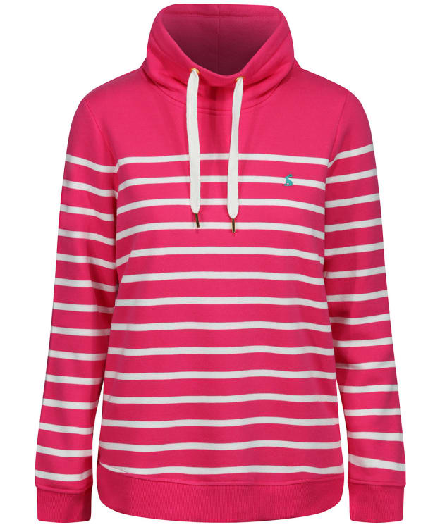 Women’s Joules Kinsley Cosy Funnel Neck Sweatshirt - Purple/Cream Stripe