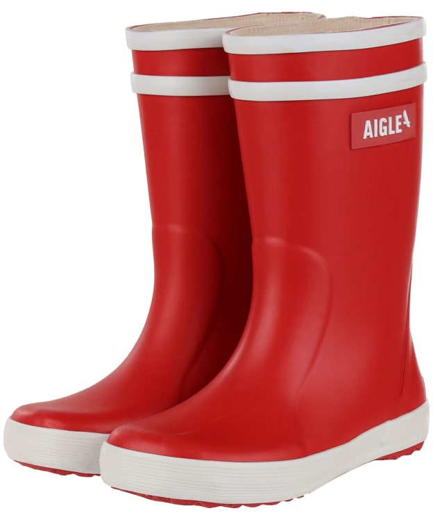 Kid’s Aigle Lolly Pop 2 Reflective Wellies - Rouge / Blanc