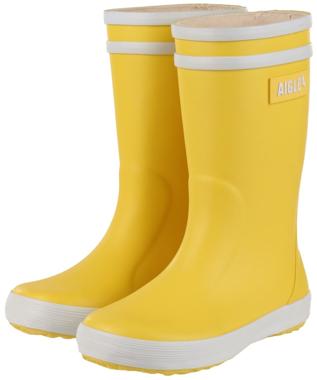 Kid’s Aigle Lolly Pop 2 Reflective Wellies - Jaune / Blanc