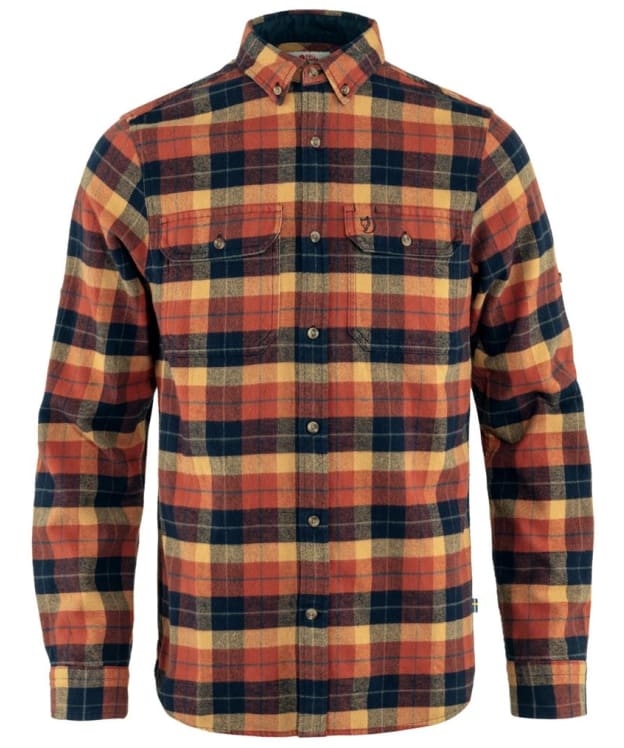 Men's Fjallraven Singi Heavy Flannel Long Sleeve Shirt - Autumn Leaf / Dark Navy