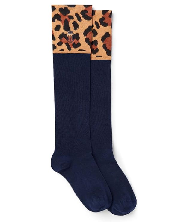 Women’s Fairfax & Favor Signature Knee High Socks - Navy / Leopard
