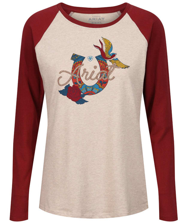 Women's Ariat Real Ropey Rose T-Shirt - Oatmeal Heather