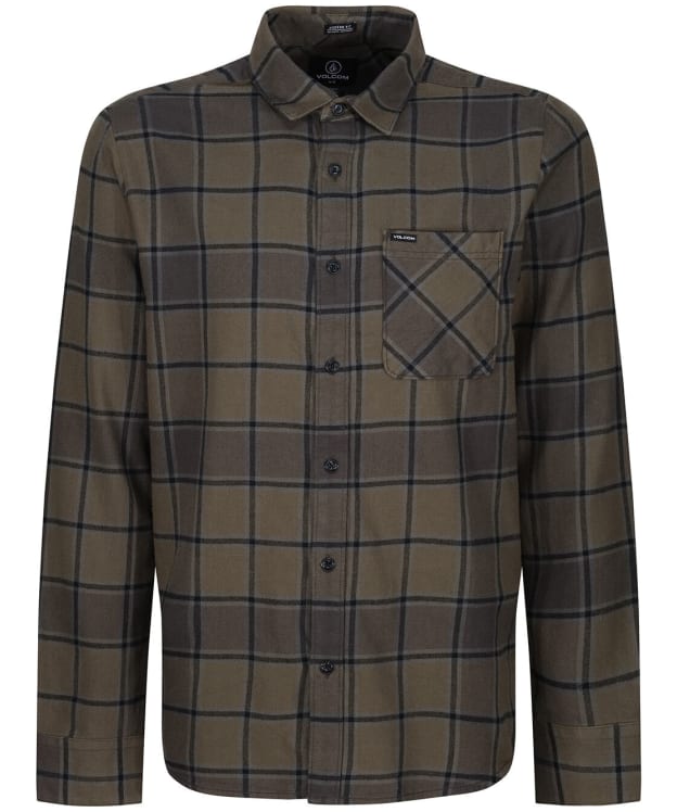 Men’s Volcom Caden Plaid Long-Sleeved Cotton Shirt - Military