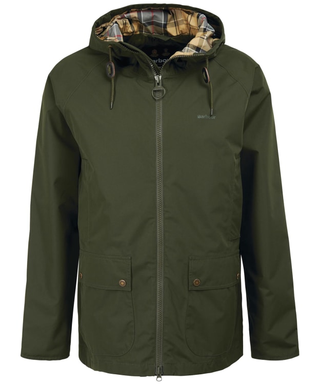 Men's Barbour Hooded Domus Waterproof Jacket - Sage / Dress Tartan
