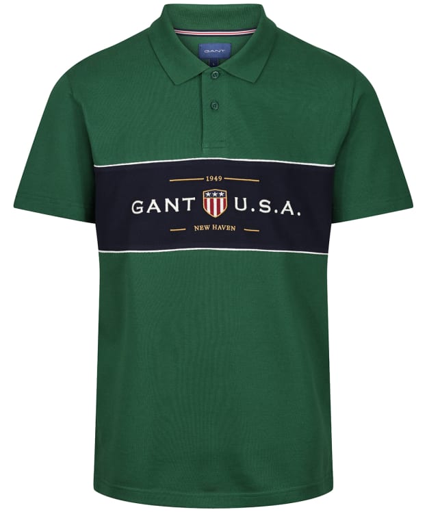 Men's GANT D1. Banner Shield Short Sleeved Rugger - Forest Green