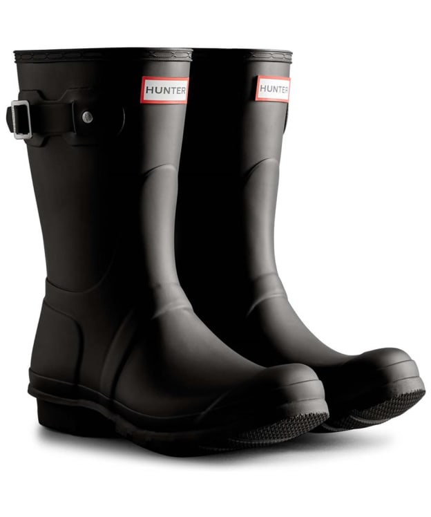 Women's Hunter Tri Colour Logo Backstrap Short Wellington Boots - Black