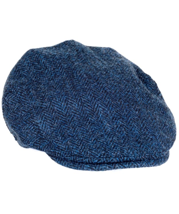 Heather Highland Harris Tweed Flat Cap - Blue / Black Hbon