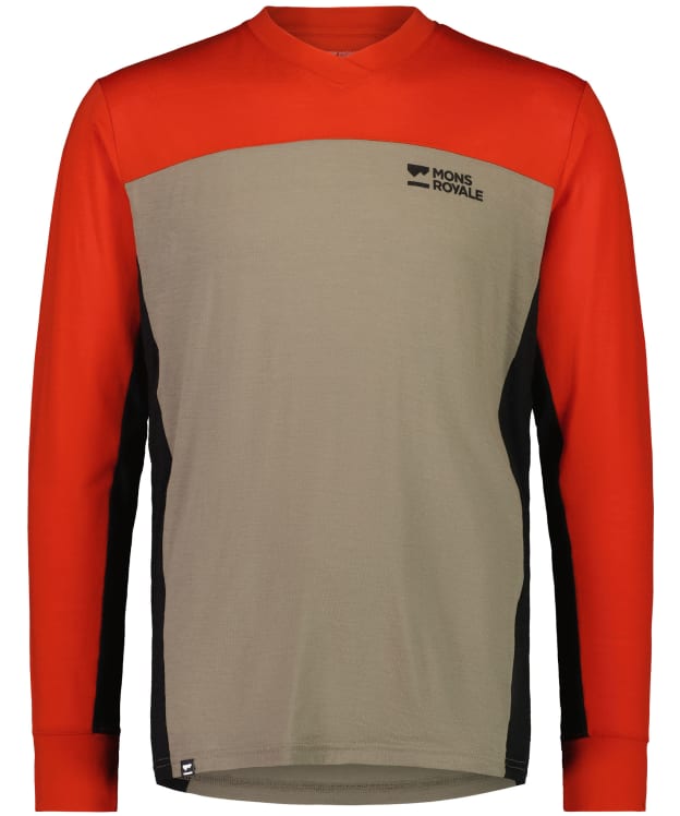 Men's Mons Royale Redwood Enduro VLS Mountain Biking Jersey - Retro Red / Black / Walnut