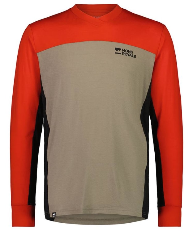 Men's Mons Royale Tarn Merino Shift Lightweight Windbreaker Bike Jersey - Retro Red / Black
