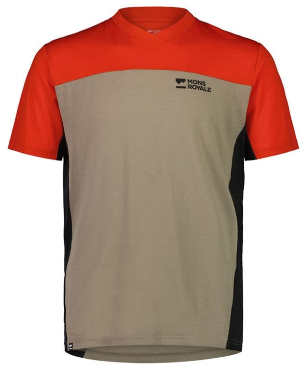 Men's Mons Royale Redwood Enduro VT Mountain Biking Jersey - Retro Red / Black / Walnut