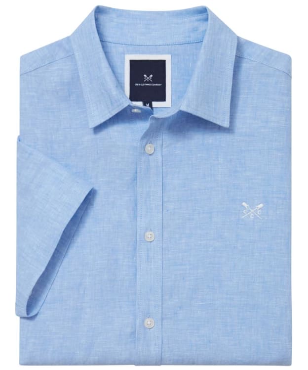 Men's Crew Clothing Short Sleeve Linen Shirt - Blue