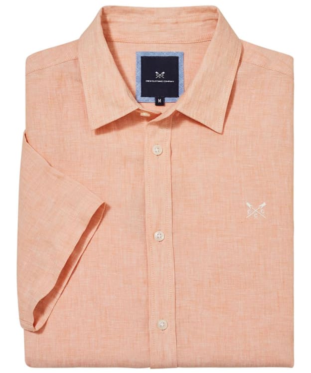 Men's Crew Clothing Short Sleeve Linen Shirt - Coral