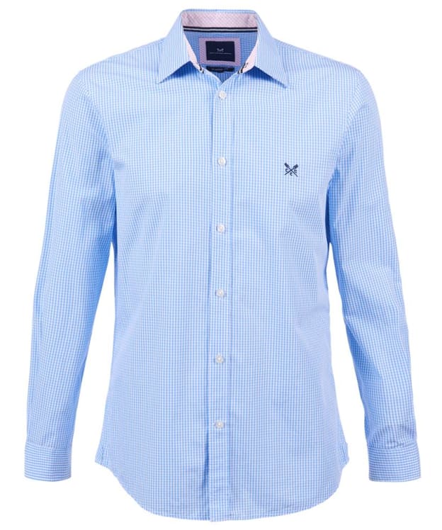 Men's Crew Clothing Classic Micro Gingham Shirt - Sky