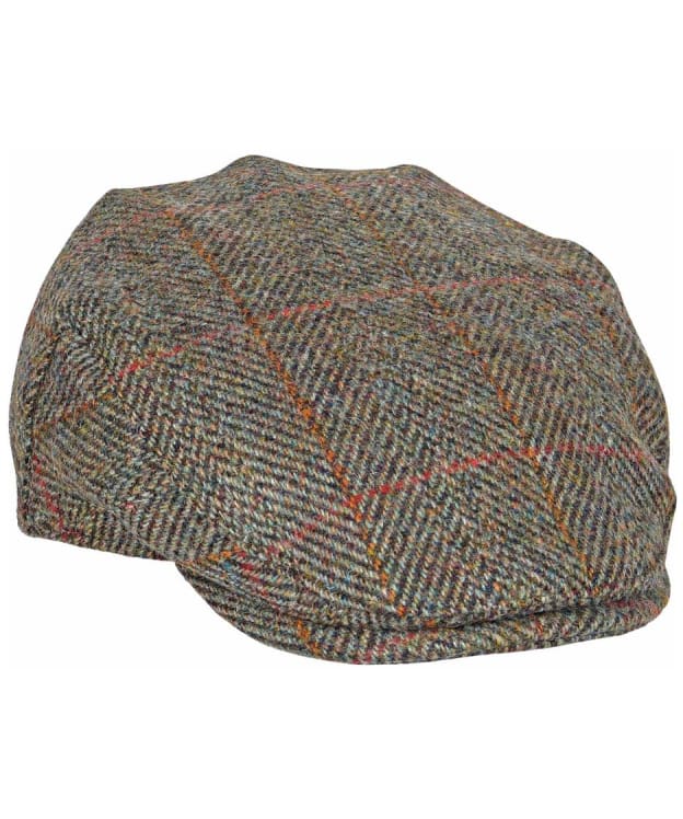 Heather Highland Harris Tweed Flat Cap - Sage / Wine / Gold
