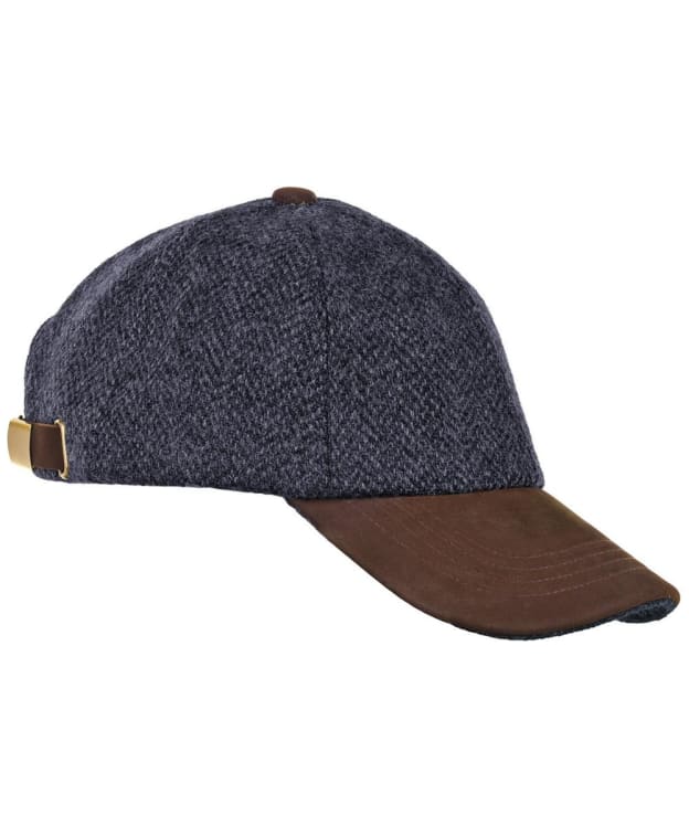 Heather Glencairn Harris Tweed Leather Peak Baseball Cap - Black HB