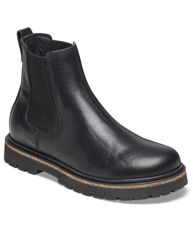 Women's Birkenstock Highwood Natural Leather Chelsea Boots - Regular Footbed - Black
