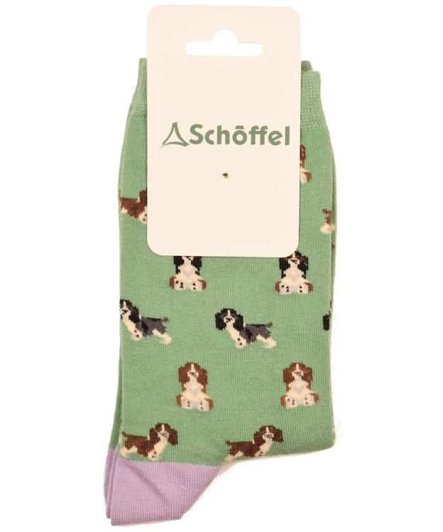 Women's Schöffel Single Cotton Socks - Green Spaniel