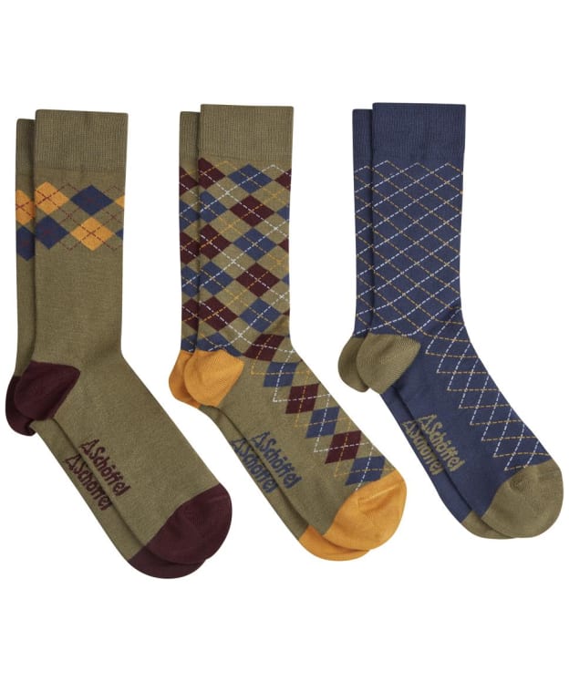 Men’s Schöffel Bamboo Socks – 3 Pack - Mustard Argyle