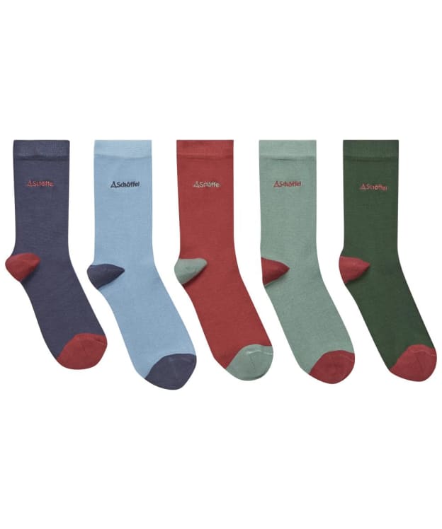 Women’s Schoffel Bamboo Socks – Box of 5 - Logo Pink Mix