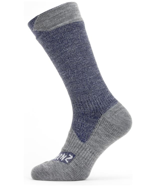 SealSkinz Raynham Waterproof All Weather Mid Length Socks - Navy Blue / Grey Marl