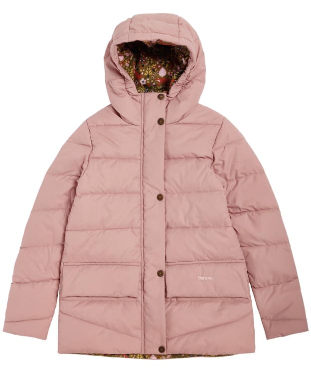 Girl's Barbour Bracken Quilted Jacket - 10-15yrs - Gardenia / Woodland Forest