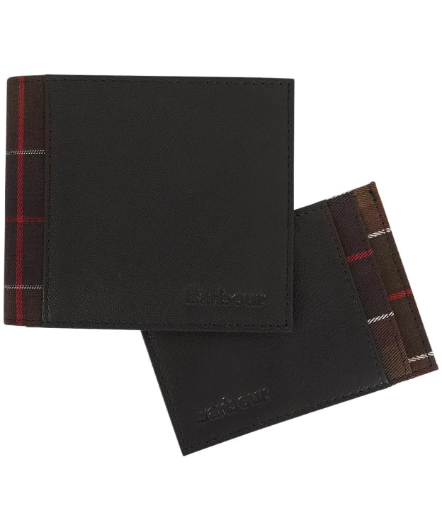 Men's Barbour Wallet & Card Holder Gift Set - Black / Classic Tartan