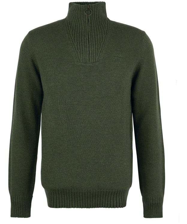 Men's Barbour Essential Wool Half Zip Sweater - Mid Olive