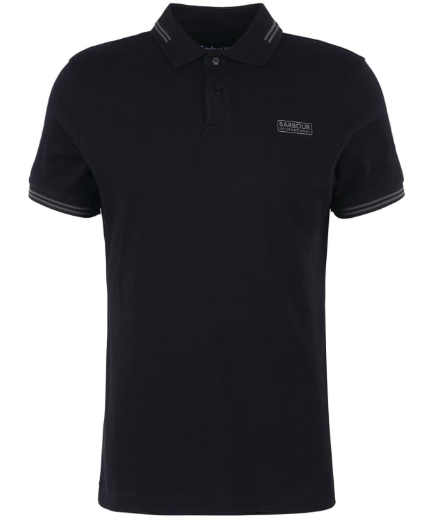 Men's Barbour International Essential Tipped Polo Shirt - Black / Grey