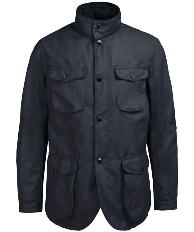 Men's Barbour Ogston Waxed Jacket - Black / Classic Tartan