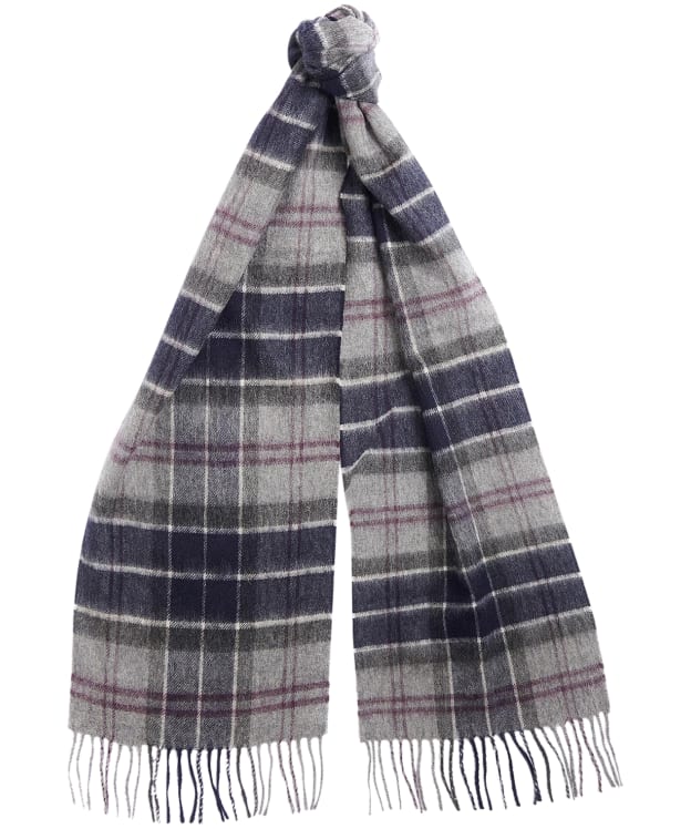 Barbour Tartan Cashmere Wool Mix Scarf - Black Slate Tartan