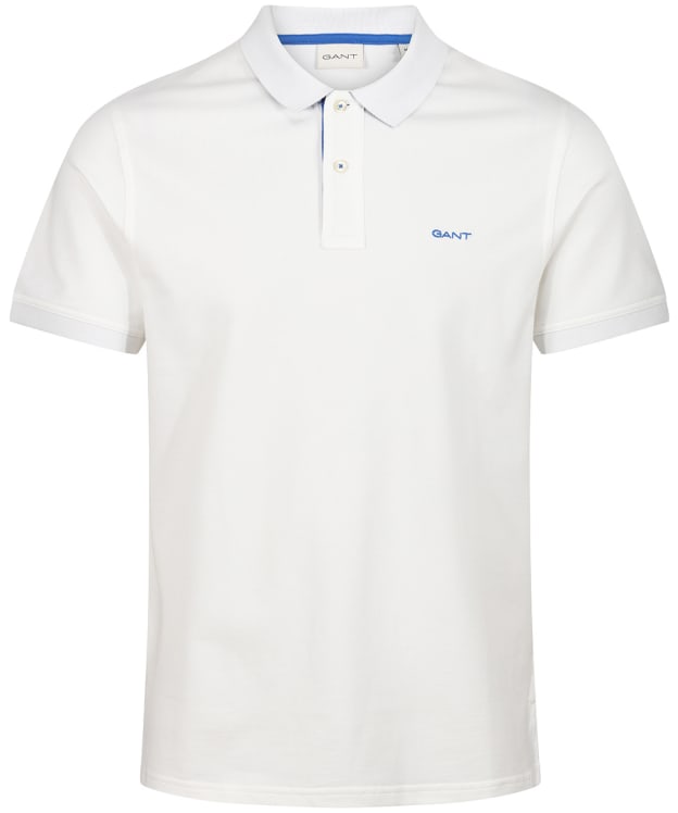 Men's GANT Regular Contrast Pique Short Sleeve Rugger Polo Shirt - Eggshell