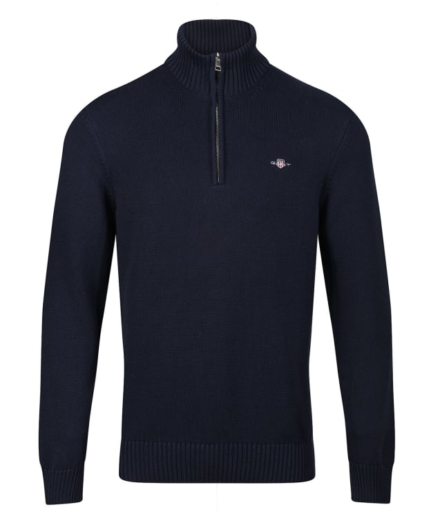 Men's GANT Casual Cotton Half Zip Sweater - Evening Blue