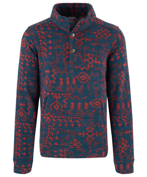 Men's Sherpa Adventure Gear Bhutan Patterned Pullover Fleece - Neelo Blue Abstract