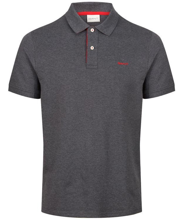 Men's GANT Regular Contrast Pique Short Sleeve Rugger Polo Shirt - Antracite Melange