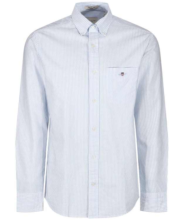 Men's GANT Regular Long Sleeve Oxford Banker Stripe Shirt - Light Blue