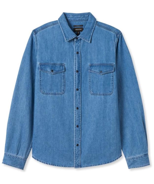 Men's Brixton Wayne Long Sleeve Woven Stretch Shirt - Washed Indigo