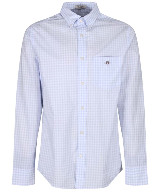 Men's GANT Regular Fit Long Sleeve Poplin Gingham Shirt - Light Blue