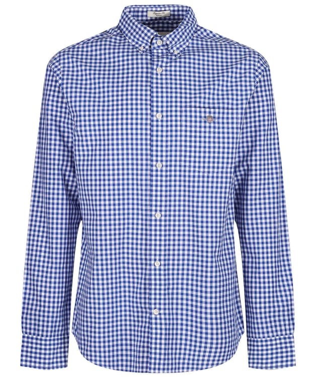 Men's GANT Regular Fit Long Sleeve Poplin Gingham Shirt - College Blue