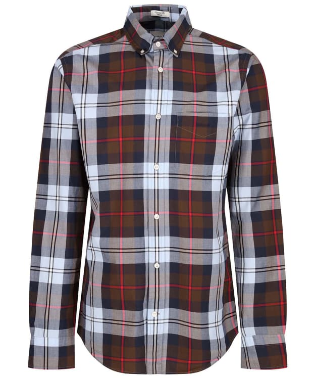 Men's Gant Long Sleeve Poplin Large Check Shirt - Rich Brown