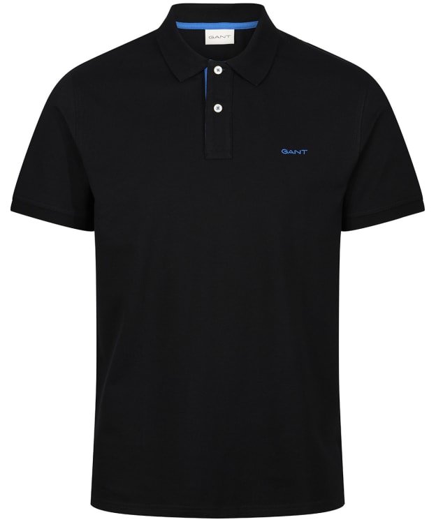Men's GANT Regular Contrast Pique Short Sleeve Rugger Polo Shirt - Black