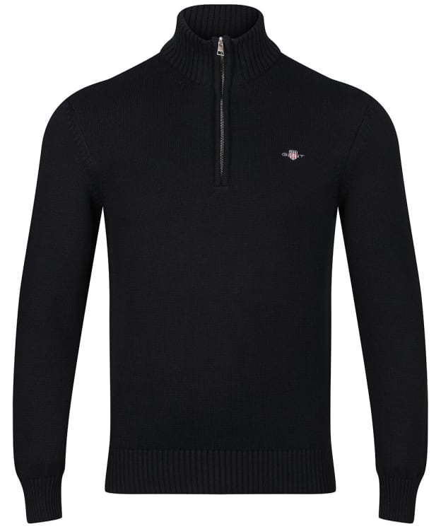 Men's GANT Casual Cotton Half Zip Sweater - Black