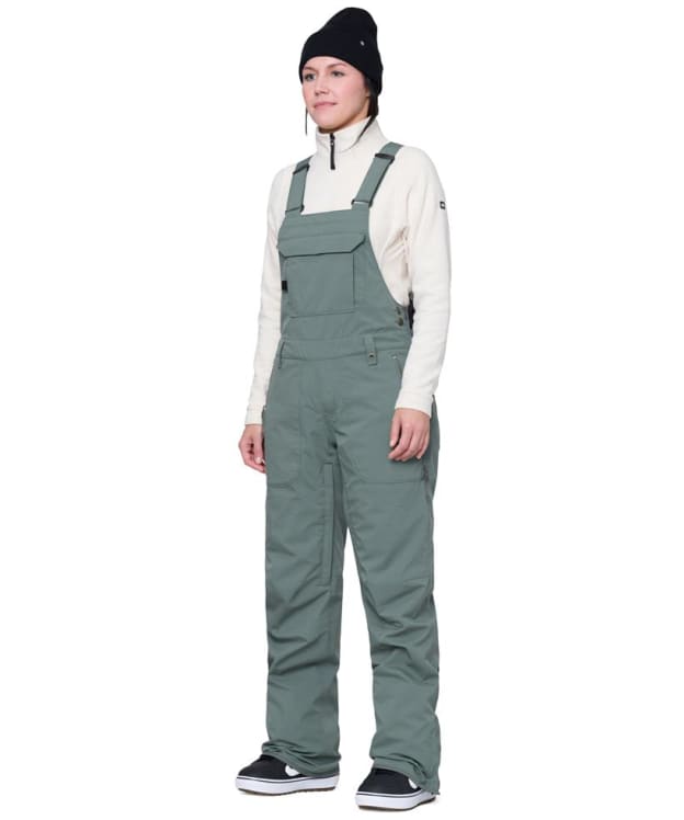 Women's 686 Black Magic Insulated Bib Pants - Cypress Green Geo Jacquard