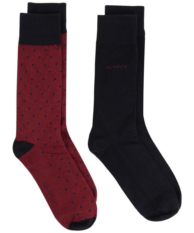 Men's GANT Dot and Solid Combed Cotton Socks - 2 Pack - Plumped Red