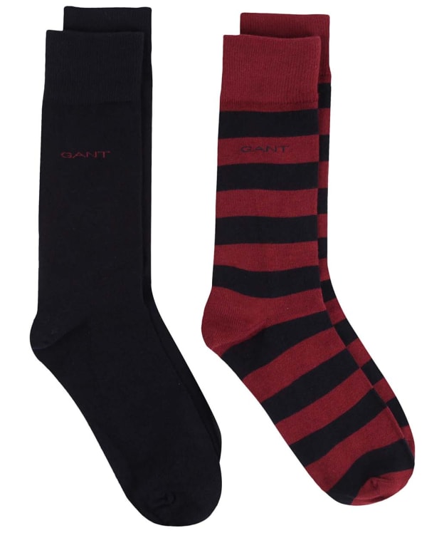 Men's GANT Barstripe and Solid Combed Cotton Socks - 2 Pack - Plumped Red