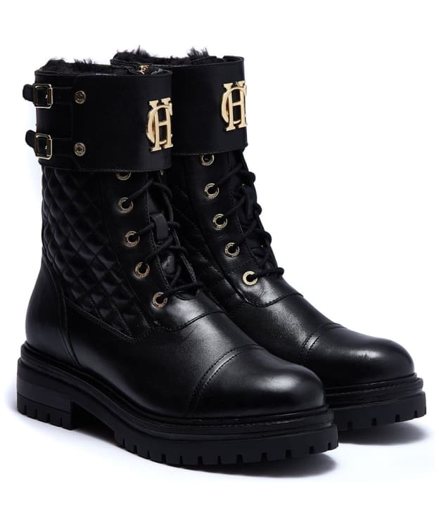 Women's Holland Cooper Camden Leather Biker Boot - Black
