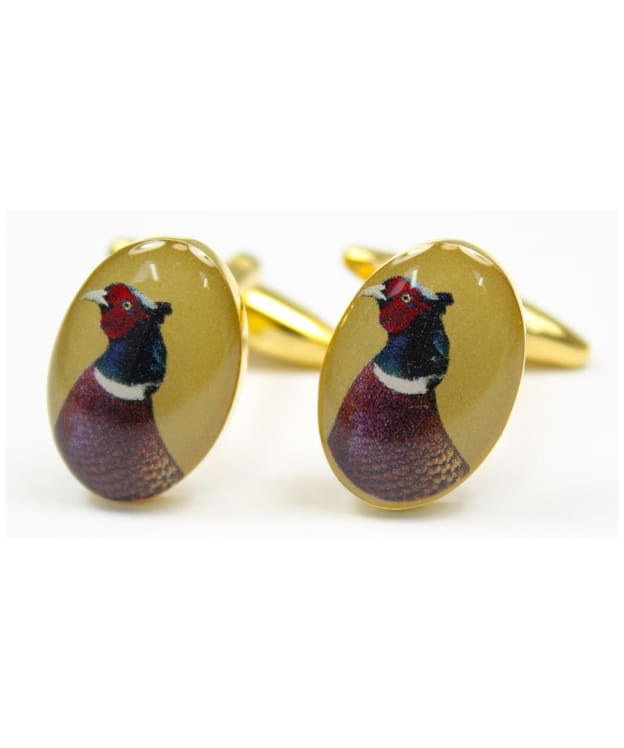 Men's Soprano Pheasant Head Country Cufflinks - Gold