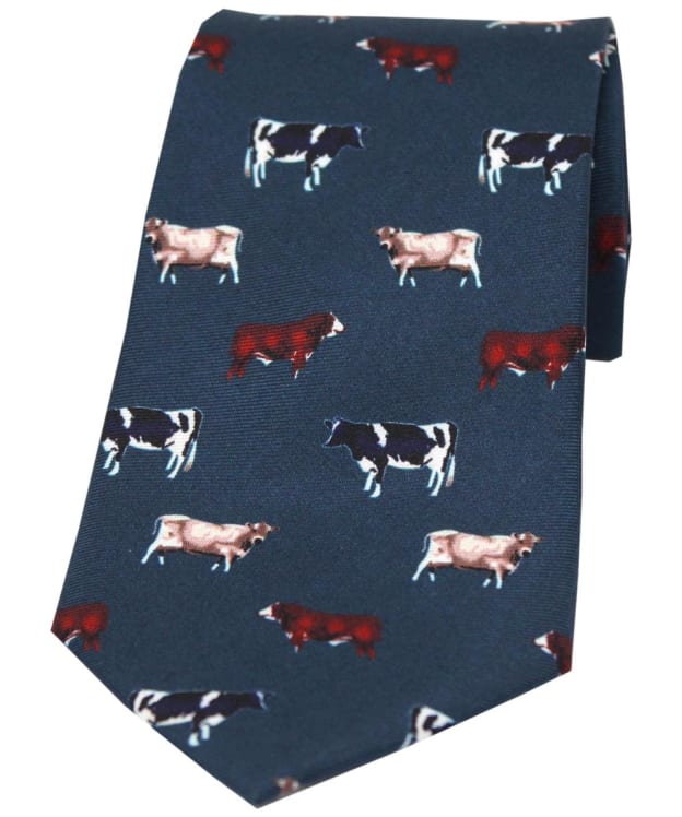 Men's Soprano Cow Breeds Silk Tie - Navy