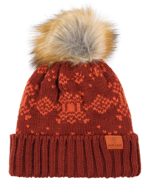 Women's Ariat Patrona Intarsia Knit Beanie Hat - Fired / Burnt Brick